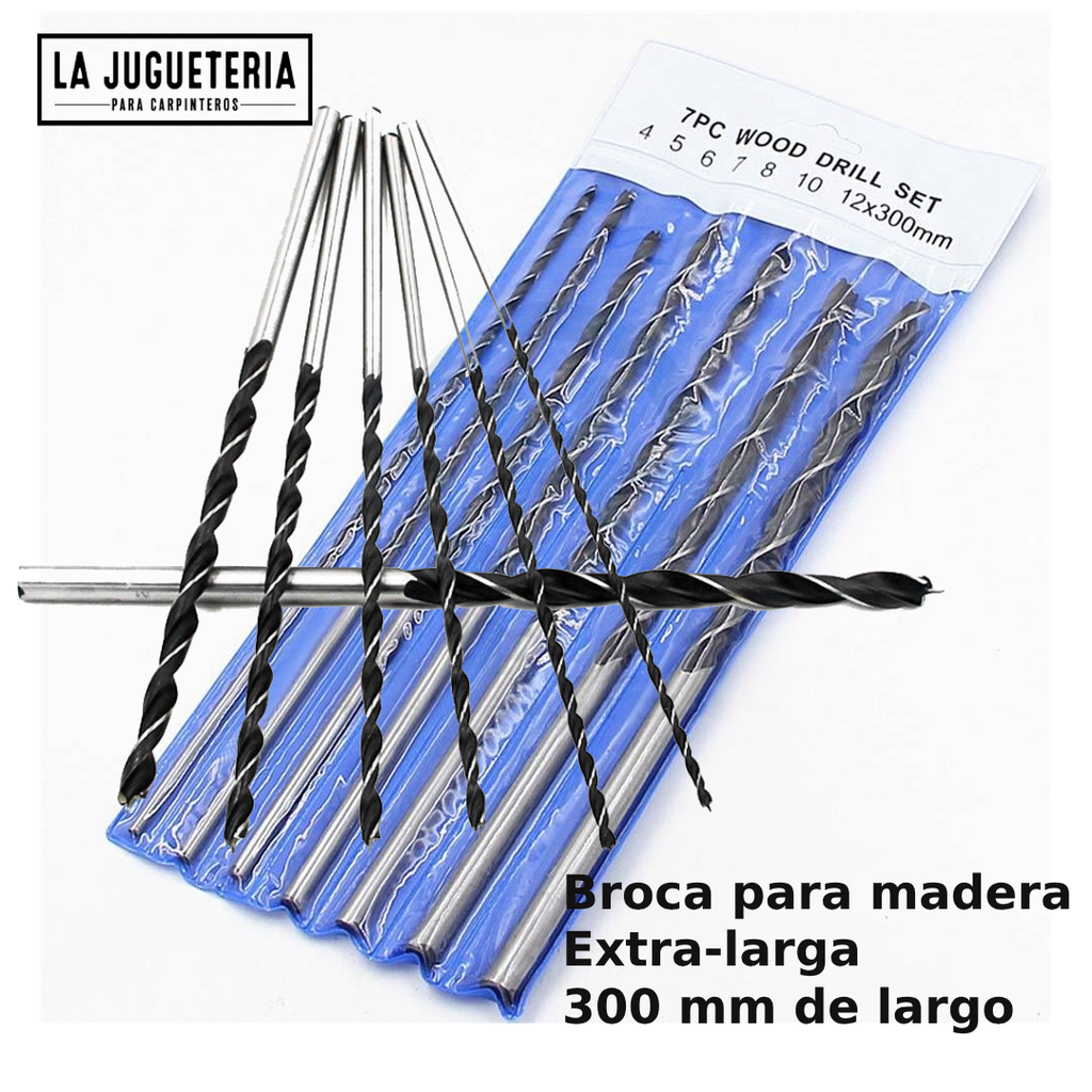 [A677] Set 7 piezas Brocas para madera ExtraLarga 30 cm