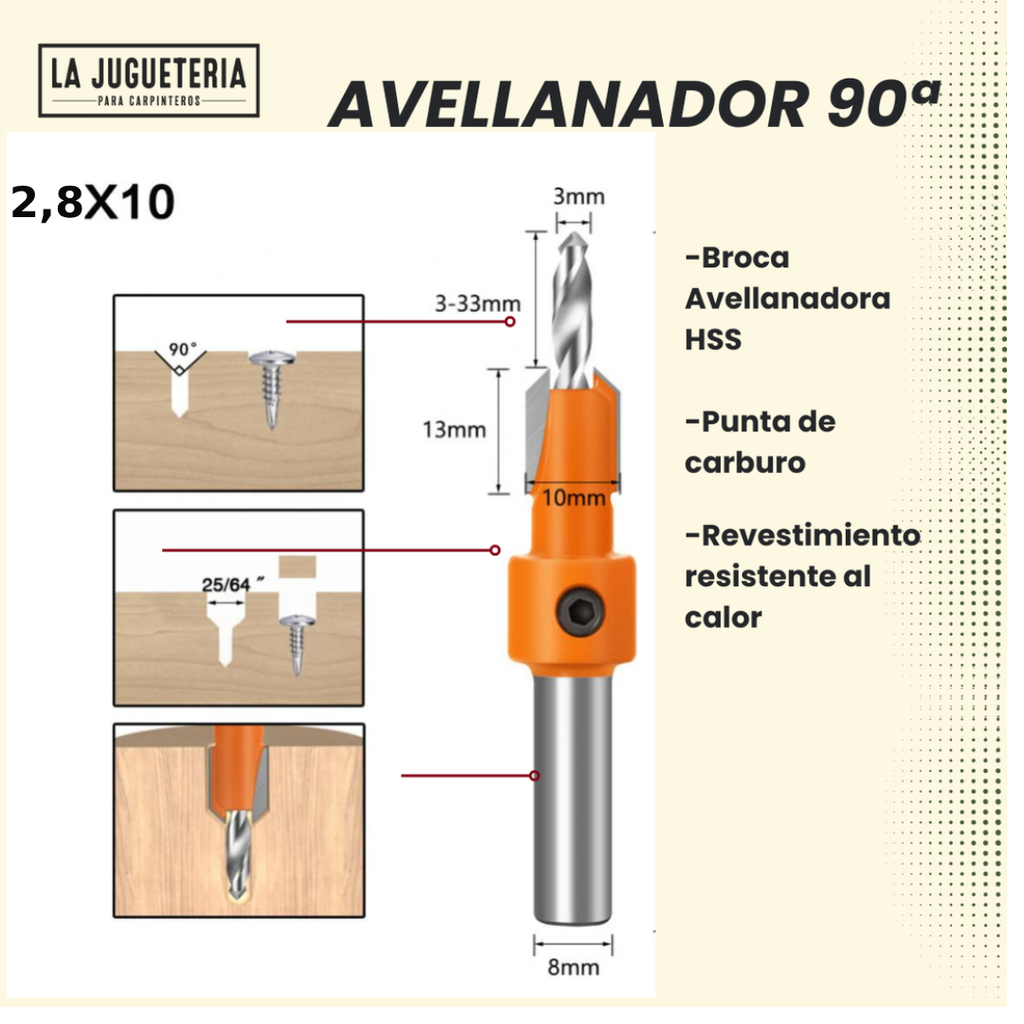 Broca avellanadora 2.8*10 mm