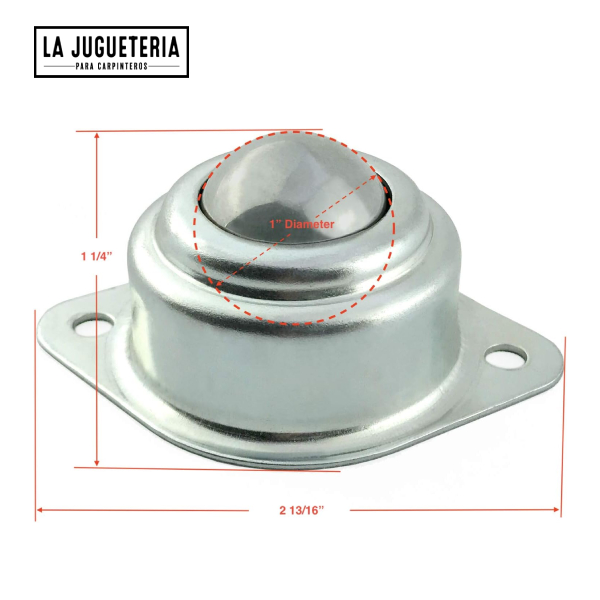 Rodamientos de transferencia de acero endurecido. Rodillos de 1". Capacidad de carga 110 libras.