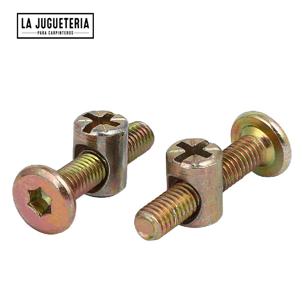 [A744] Tornillos Uxcell hexagonales, cabeza plana M6 - 40 mm con perno. Especiales para camas. Bolsa 4 kits