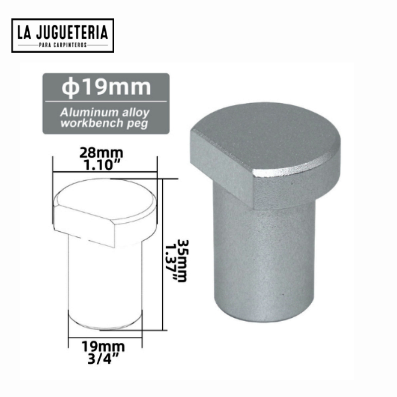 [A729] Tope para mesa de carpintero, tipo "perro" 19mm