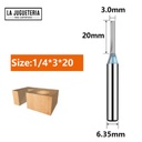 Fresa tipo flauta de corte recto3*20 corte para CNC y router. Vástago de 1/4". Ref.P38