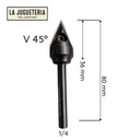 Fresa industrial Diente de Perro, ranura en V 45 grados Groove x 47/64 Diámetro x 1 Profundidad de corte con inserto. Vástago de  1/4". Ref. P46
