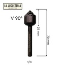 Fresa industrial Diente de Perro para ranuras en V de 90 grados Groove con inserto de carburo. Diámetro: 11/16" (17,46 mm)
Altura de corte: 21/64" (8,25 mm). Vástago: 1/4" (6,35 mm) Ref. P45