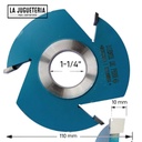 Fresa Diente de Perro para trompo industrial. Ranurado con 3 alas de carburo de tunsgteno para trabajos pesados.Diámetro: 4,3" (110 mm). Altura de corte: 3/8" (10 mm). Diámetro del agujero: 1-1/4" (31,75 mm)