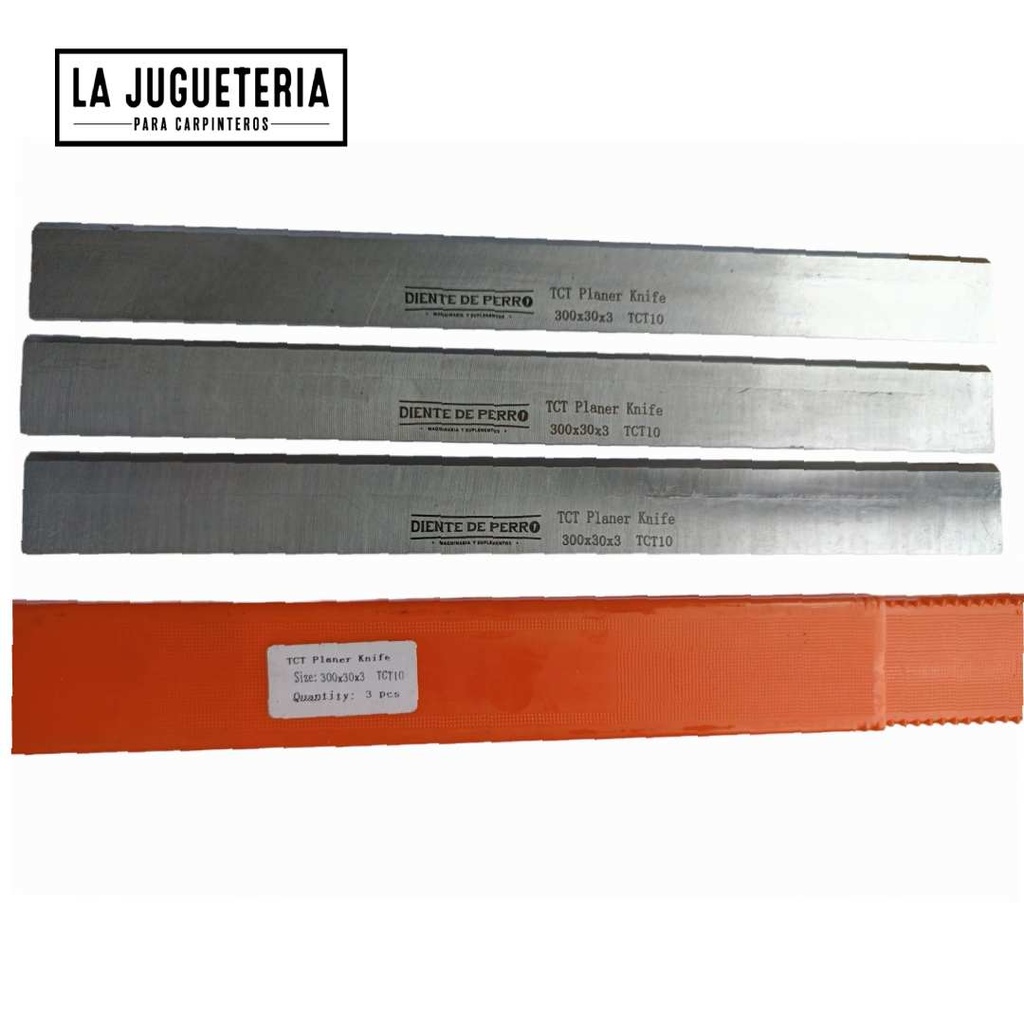 Cuchillas cepilladoras de 12" HSS  calzadas TCT10 Carburo de tugsteno de Diente de Perro  (300x30x3mm) Set de 3 hojas