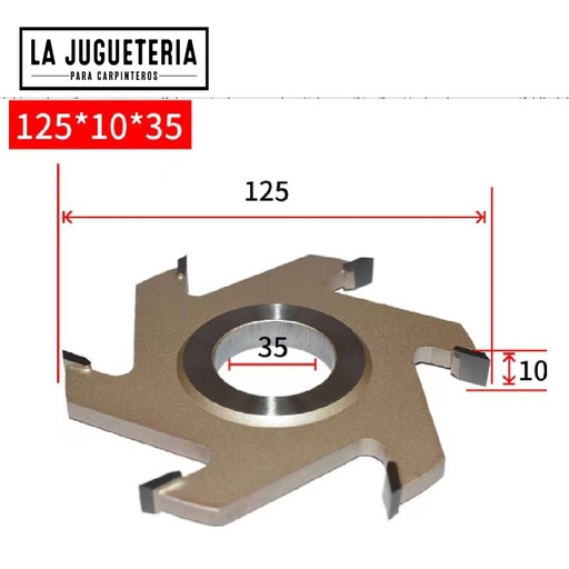 Fresa para trompo industrial eje de 35mm para ranurado de 10 mm
