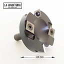 Fresa niveladora industrial limpiafondos con insertos de carburo D63.5*d12.7*H63*2+2T. Vástago 1/2". Ref. G53