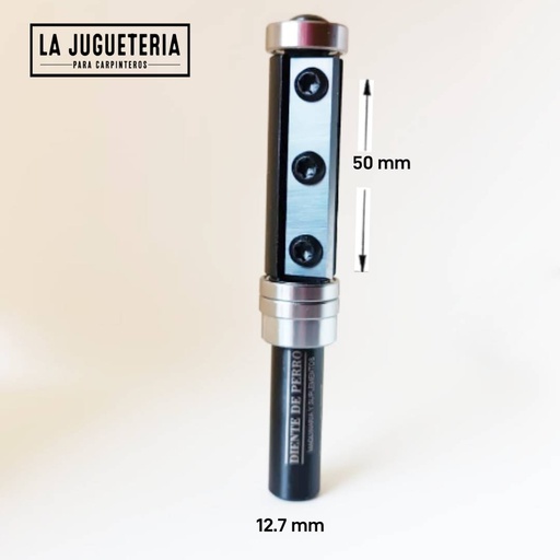 Fresa de corte recto 50 mm de inserto, copiadora con doble rodamiento. Vástago de  1/2". Ref. G52