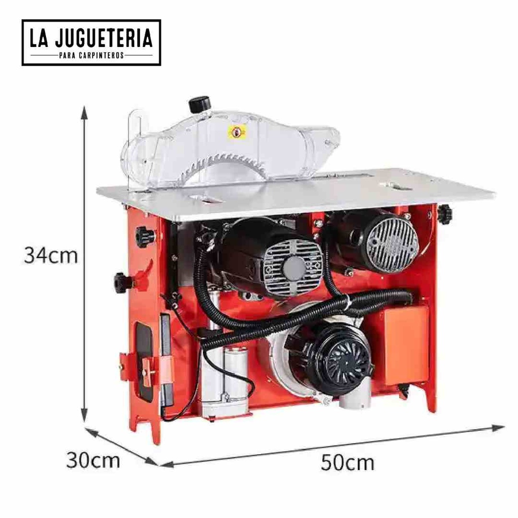 Sierra de mesa 110 V con disco incisor y colector de polvo. Plegable y portable. Potencia: 2.600 W, potencia incisor : 1.600 W. elevador de disco eléctrico