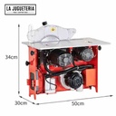 Sierra de mesa con disco incisor y colector de polvo. Plegable y portable. 110 V  Potencia: 2.600 W, potencia incisor : 1.600 W. elevador de disco eléctrico