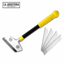 Cuchilla de carburo de tungsteno para limpieza de lechada y huecos de azulejos, Mango limpiador de juntas de azulejos de piso de pared, herramienta raspadora de pintura