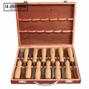 Juego de Gubias / cinceles para  talla. Set 12 unidades de acero al cromo vanadio con caja de madera