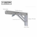 Soportes ó escuadras Plegables para Estantes de Acero Inoxidable - Set de 2 Unidades (30x17.5cm) - Carga Máxima 132.3 lbs