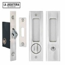 Cerradura de Bolsillo con Llave para Puerta Corrediza , llavín- Ajustable para Puertas de Madera de 35 mm a 45 mm
