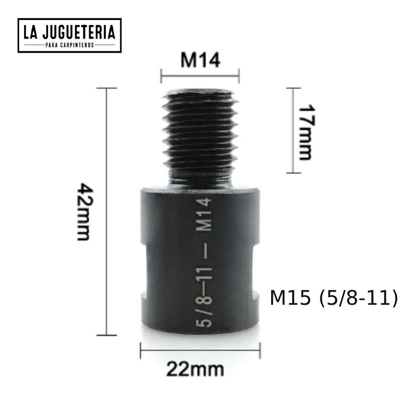 Conversor Adaptador de amoladora de M15 (5/8-11) a M14