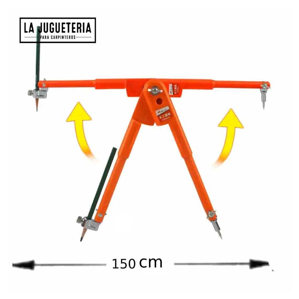 [A204] Compás de 60 pulgadas para geometría  de precisión de carpintero, ajustable de gran diámetro