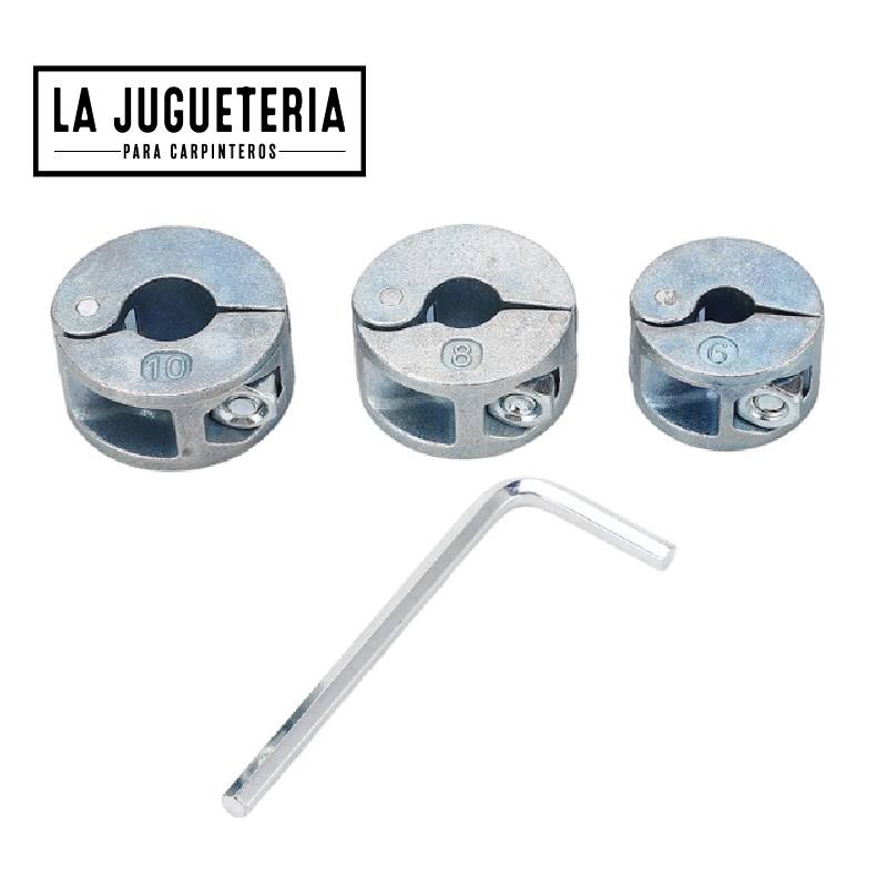 Collares de tope para brocas, anillos de tope de profundidad de perforación de Metal con llave hexagonal, tipo abierto, 3 uds.