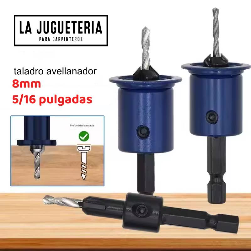 [A802] Broca avellanadora azul con tope de profundidad de 8 mm (5/16 Pulgadas) con toma rápida