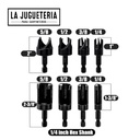 Set de 8 Brocas sacabocados o sacatarugos Tipo C y garras de 1/4", 3/8", 1/2", 5/8" (Métrica 6mm 10mm 13mm 16mm) con toma rápida