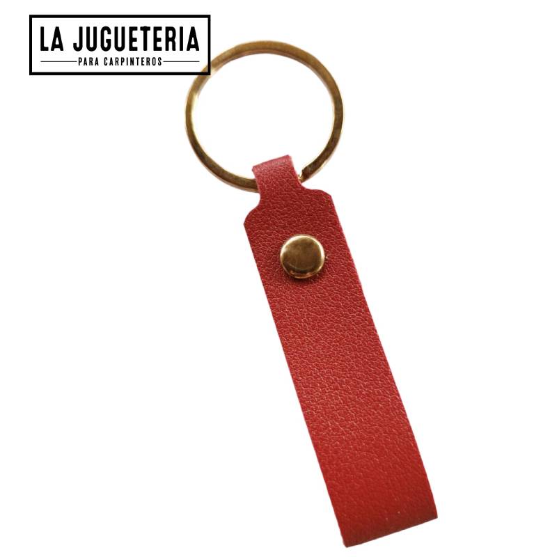 Llavero de cuero GRANATE para grabar laser para regalo corporativo con anilla dorada