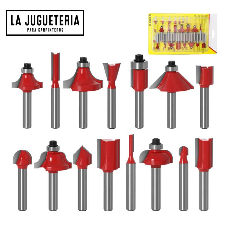 Fresas para Router de Alta Precisión con Vástago de 1/4" - Set 15pz