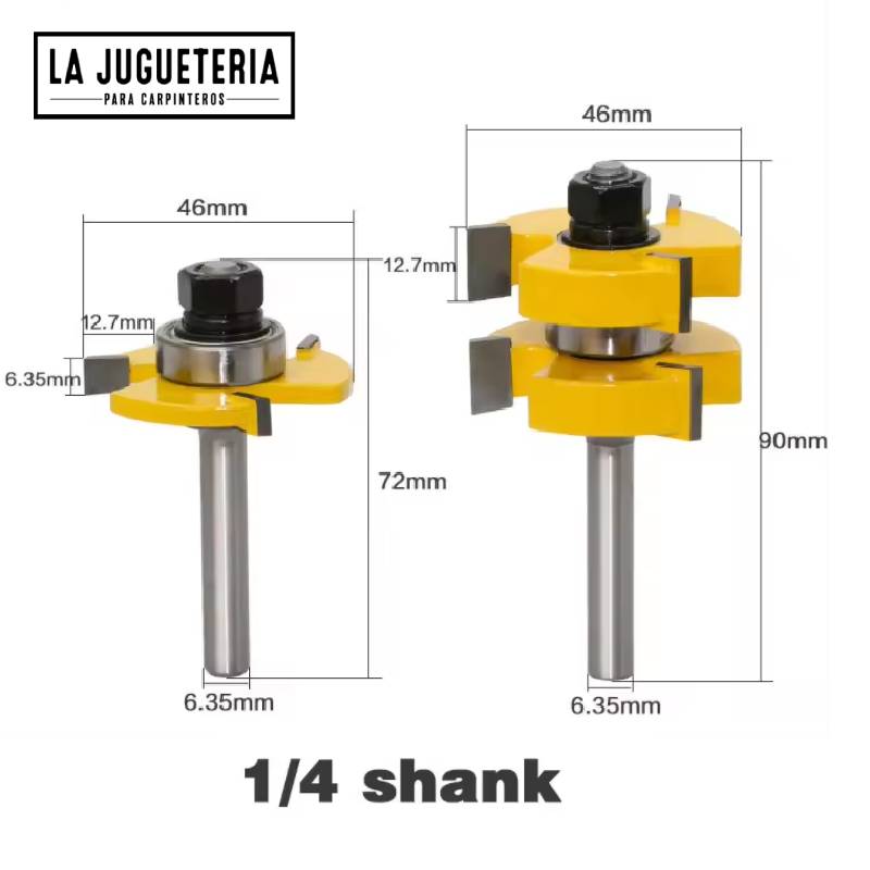 Fresas Machihembrado de 1/4 de vástago para madera de 1-1/4 Ref.P57