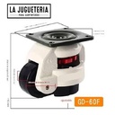 Ruedas niveladoras Giratoria Gd60F con Freno y Soporte, 250kg 