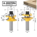 Fresas Machihembrar para Panelar Puertas y Ventanas, Vástago de 1/2". Set 2 pcs. Ref.G65