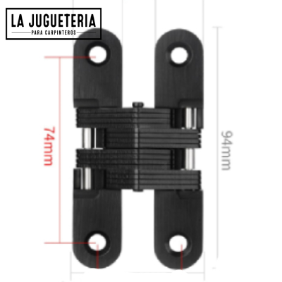 Bisagra Oculta de Aleación de Zinc | Diseño Elegante y Moderno | Ideal para Gabinetes y Puertas | Negro Mate 90mm x 50mm