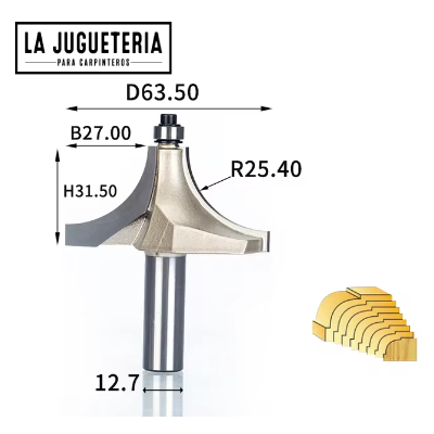 [A1032] Fresa para cantear 1 Pulgadas (R25.3mm) en vástago de 1/2 (12,7mm) Ref.G67