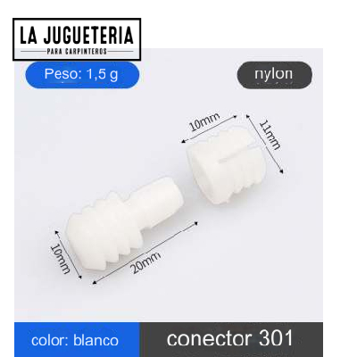 Conector 301 Tarugos de nylon 10 mm x 20 mm (3/8")- Bolsa de 20 unidades 