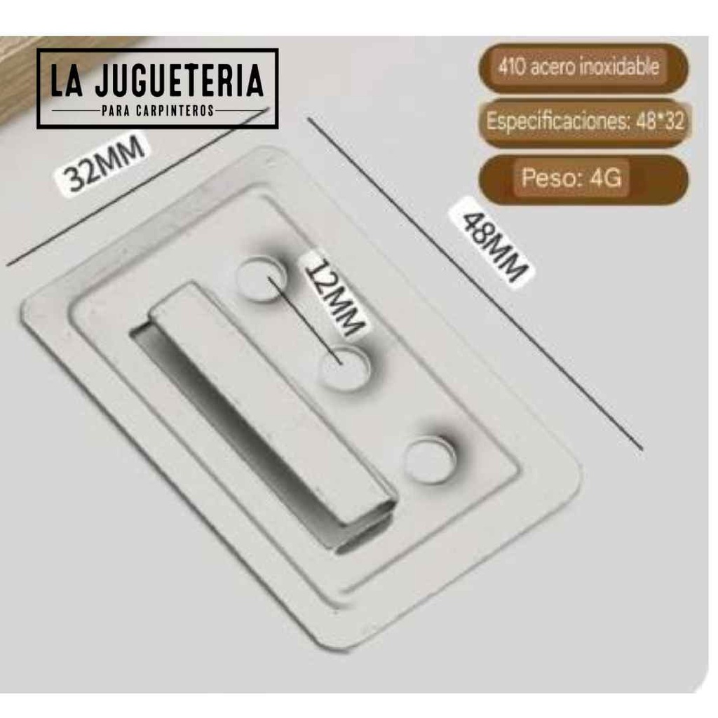 Platina metálica para instalación de paneles machihembrados de pared. Clip de montaje. 24 unidades