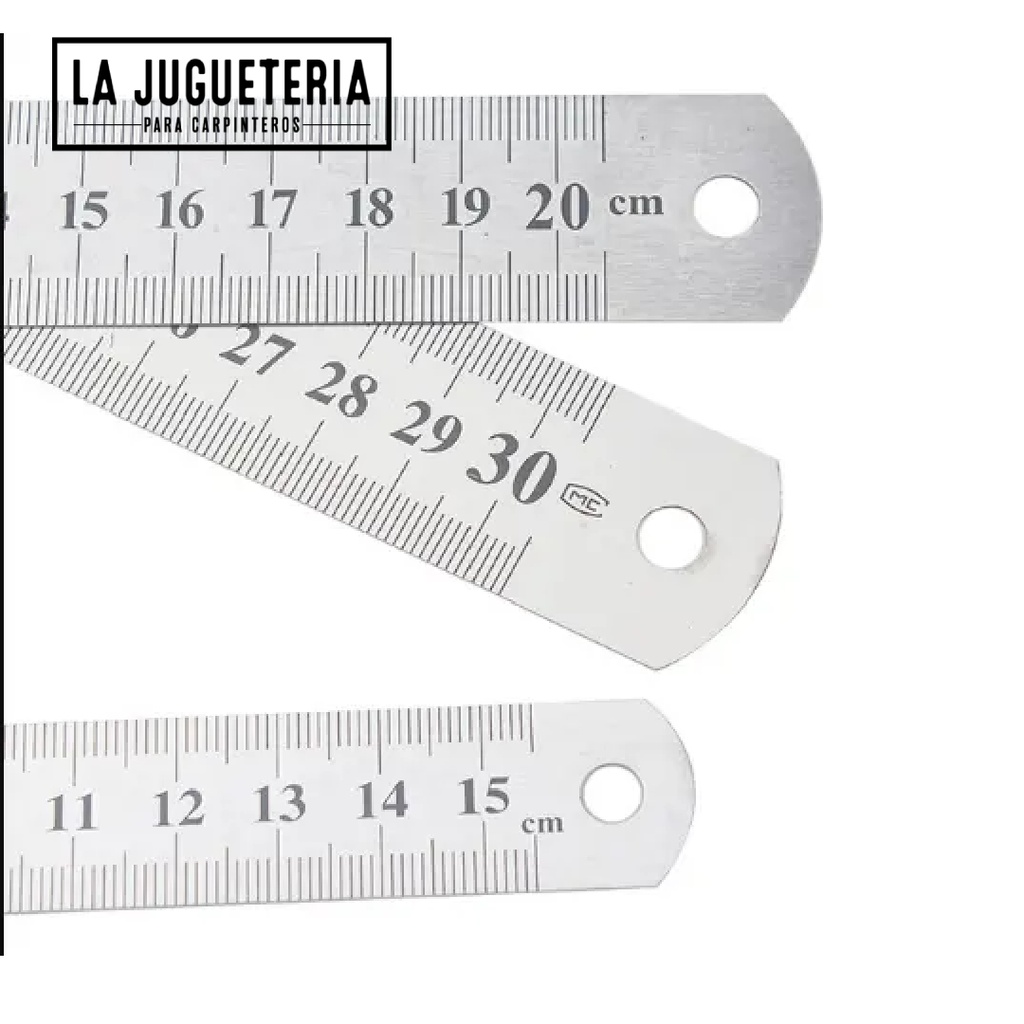 Regla Metálica de Doble Cara con Escala en Centímetros y Pulgadas -20cm