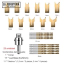 Kit de brocas buda para taladro - Conjunto de 23 piezas -tamaños desde los 6 mm (aprox. 1/4") hasta los 25 mm (1")