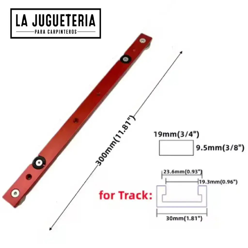 Deslizador para Barra de Inglete 300 mm Rojo – Guía en T de Aluminio
