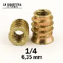 Tuerca de embutir 1/4" x 15mm - Insertos para madera (1/4" (6,35mm), 25 Unidades)