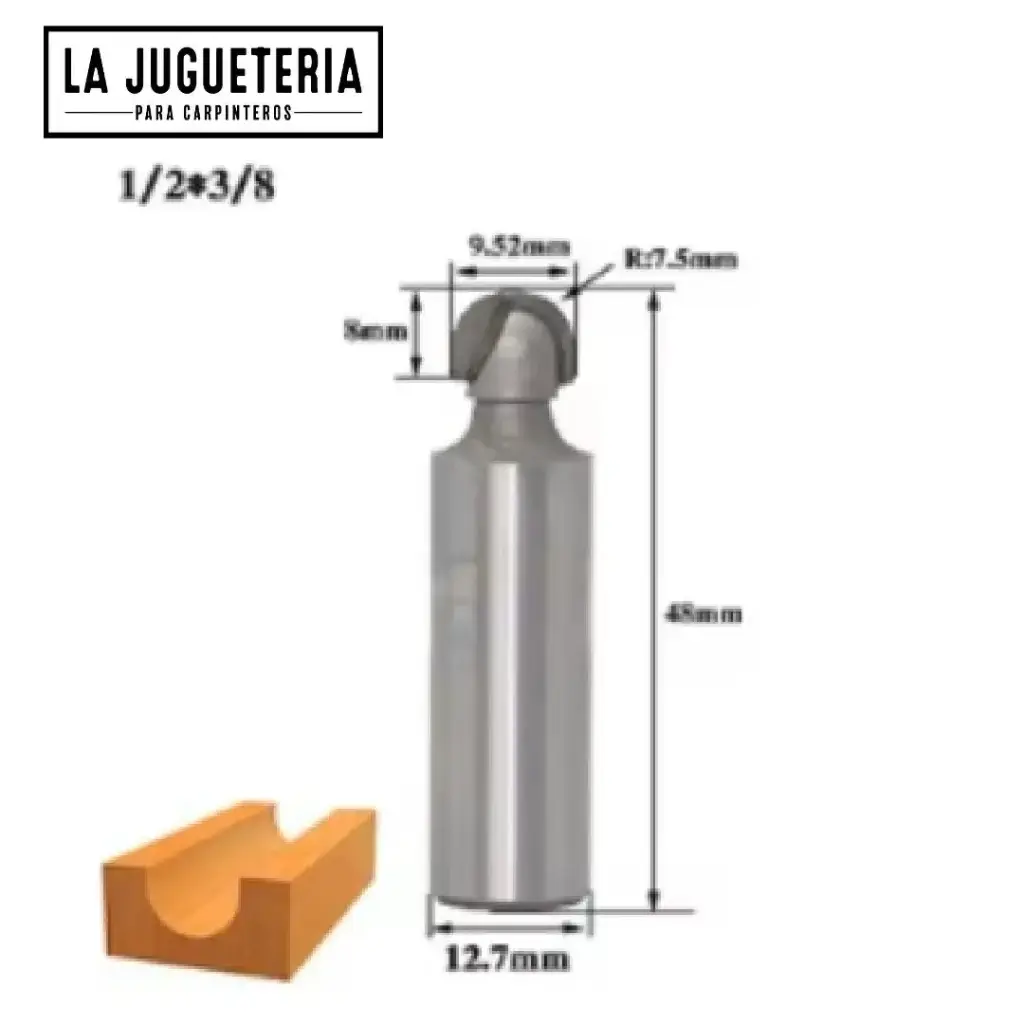 Fresa de Media Bola 1/2" x 3/8" Nose Ref:G75