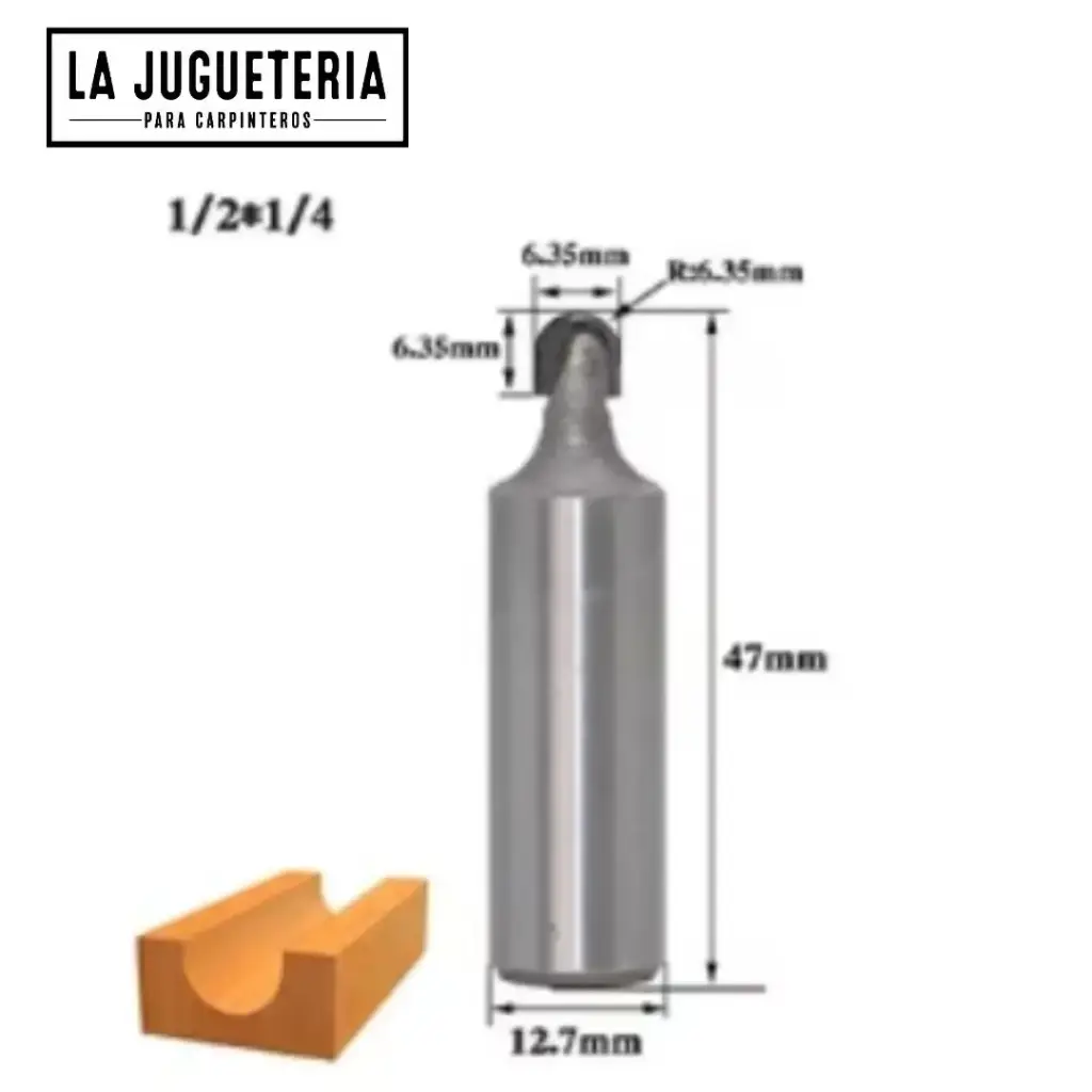 [A2296] Fresa de Media Bola 1/2" x 1/4" Nose Ref:G77
