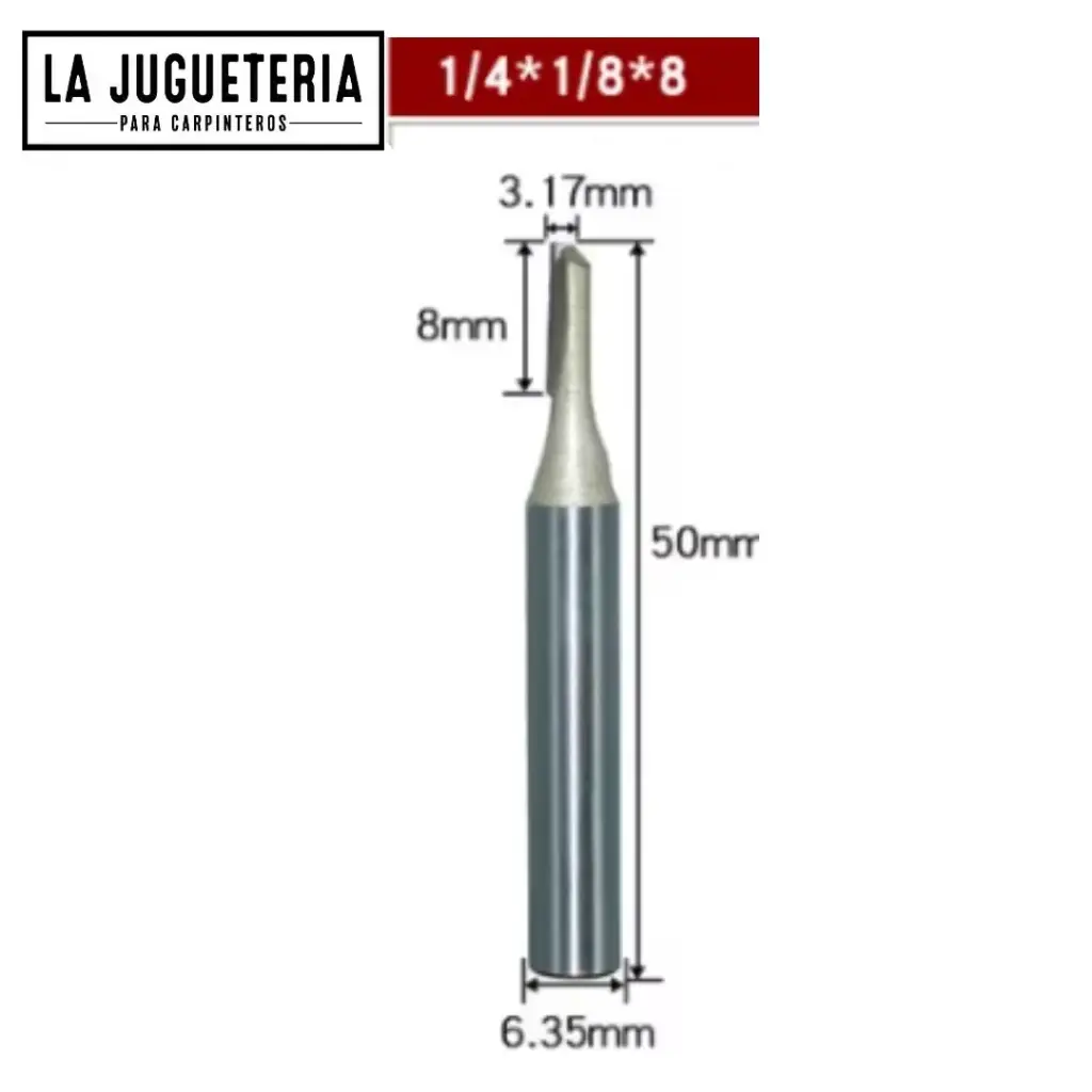 [A2305] Fresa diamantada para grabado CNC 1/8" x 1/4" x 8mm – Vástago 1/4" Ref:P74