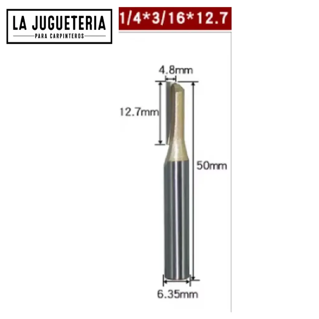 [A2317] Fresa recta CNC – Corte 3/16", profundidad 12.7 mm, vástago 1/4"  Ref:P94