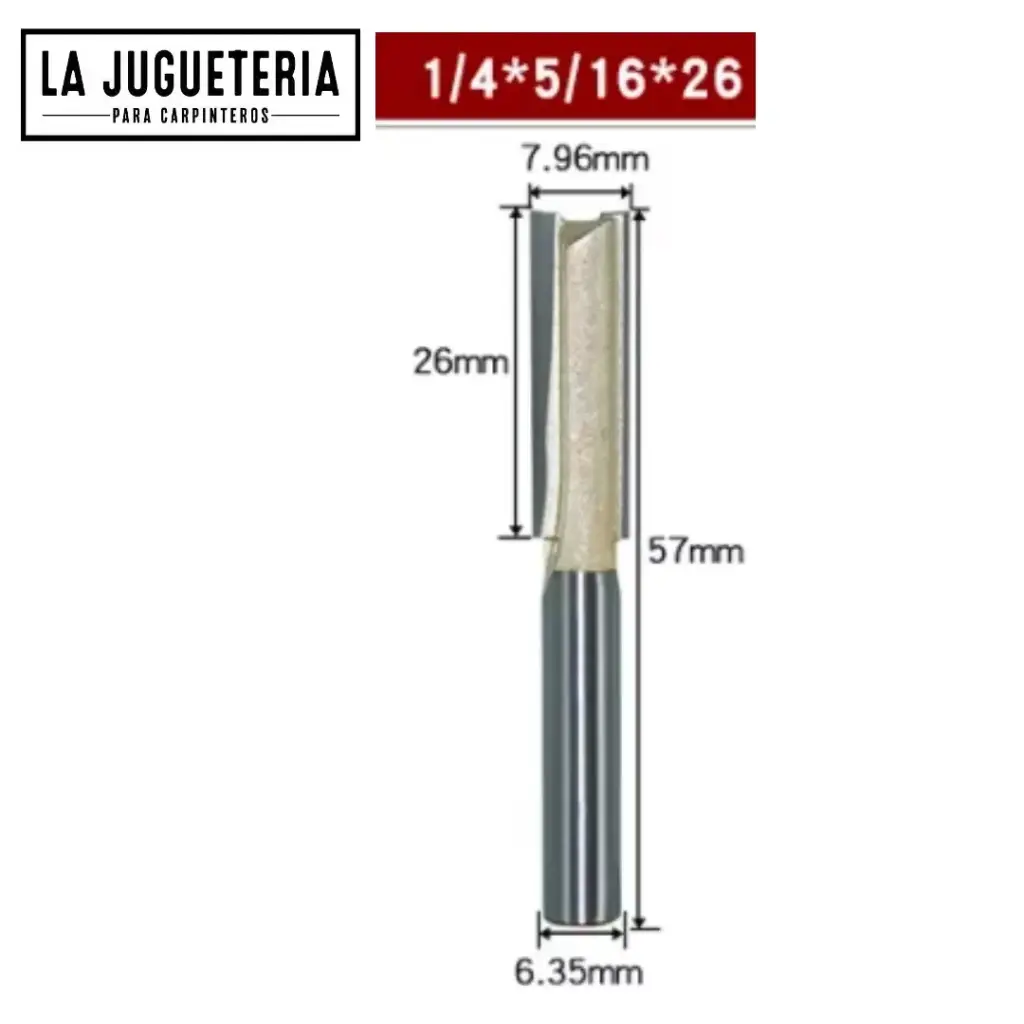 [A1120] Fresa recta CNC – Corte 5/16", profundidad 26 mm, vástago 1/4"  Ref:P77