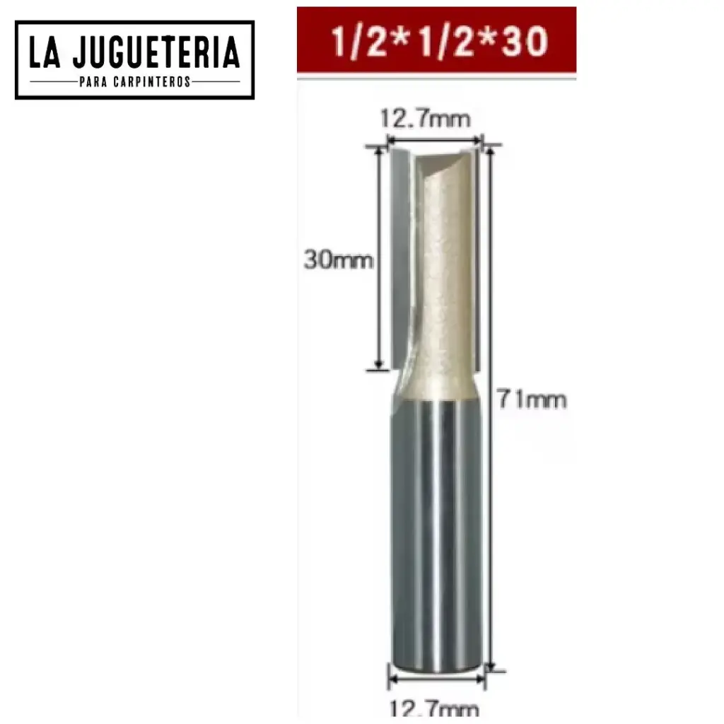[A2313] Fresa recta CNC – Corte 1/2" (12.7 mm), profundidad 30 mm, vástago 1/2" (12.7 mm)  Ref:G81