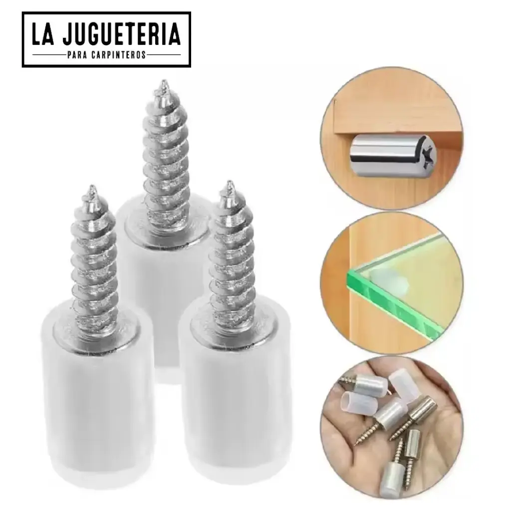 [A1169] Soportes Atornillables con Funda de Goma Transparente | 25.5 mm | Para Tableros, Vidrio o Acrílico | 50 Uds.
