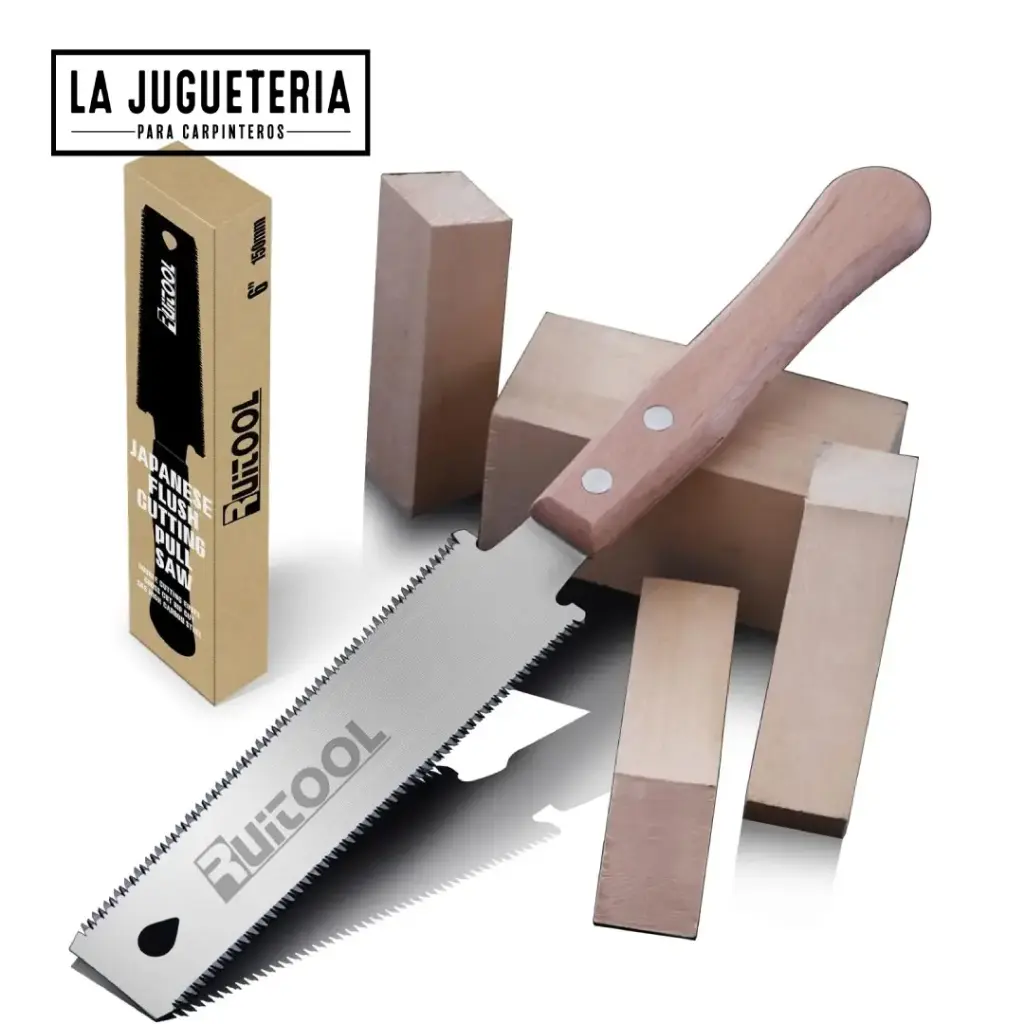 [A1162] Sierra tipo Japonesa de Mano Ryoba 6" | Hoja Flexible Doble Filo SK5 | Mango de Haya | Corte al Ras para Carpintería Fina