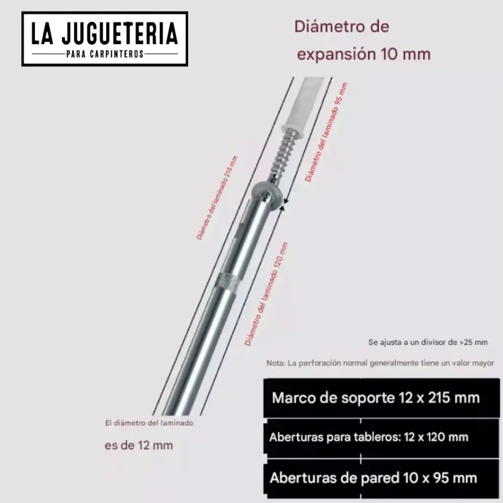 Soporte Oculto Reforzado para Estantes Ø12×160mm | Fijación Invisible para Tableros >25 mm | Anclaje Metálico