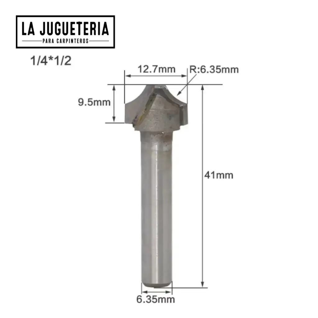 [A2290] Fresa V-Groove con Punta Plana 1/4" × 1/2" (12.7 mm) | Radio R6.35 mm | Carburo C3 Ref: P105