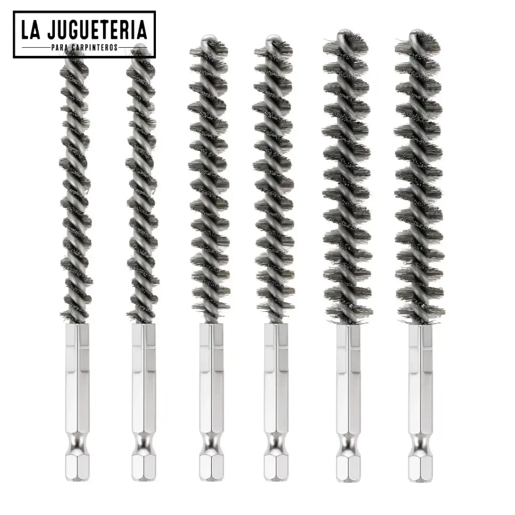 [A1158] Set de 6 Cepillos Metálicos para Taladro con Vástago Hexagonal de 1/4", Diferentes Diámetros