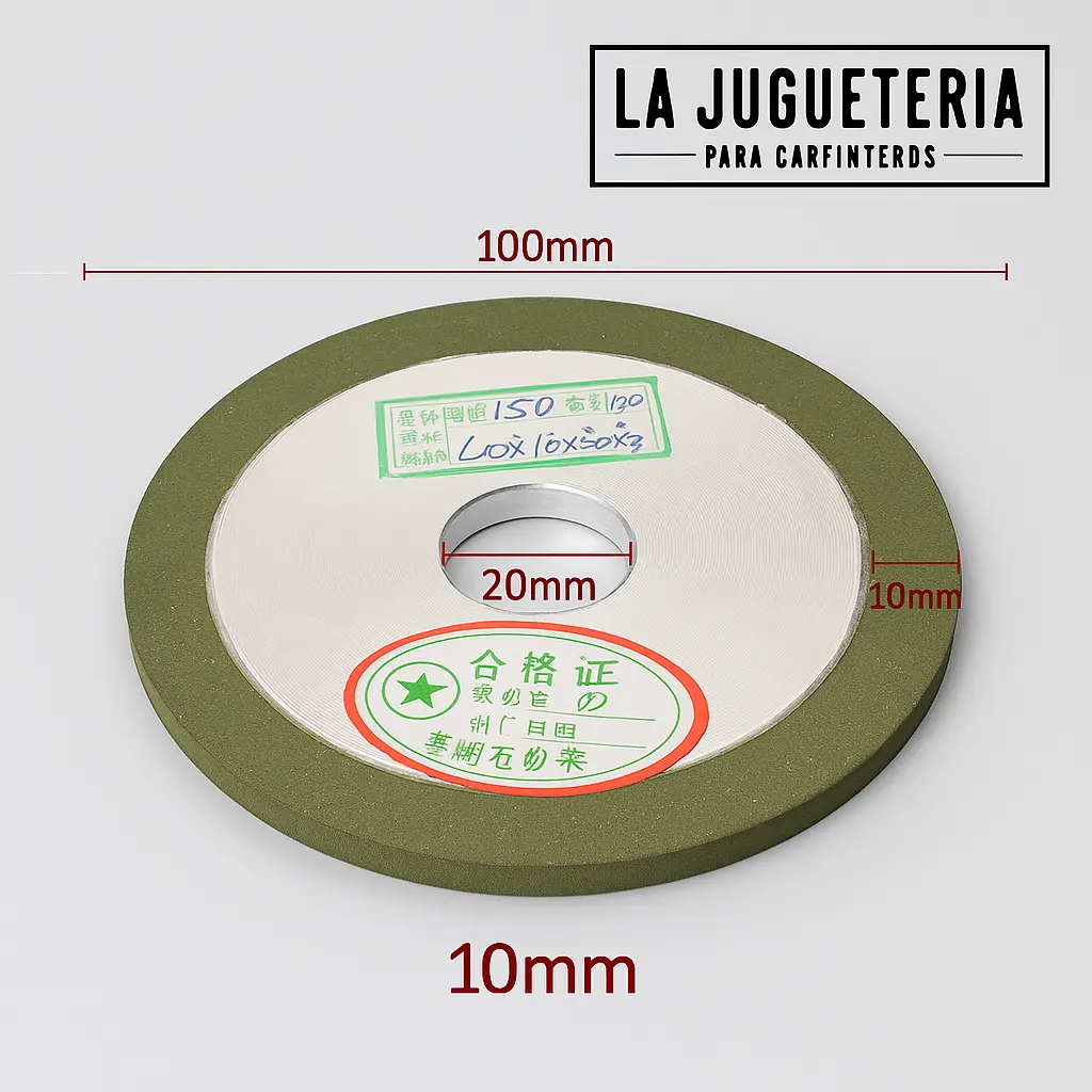 Disco muela de Afilar de Carburo Verde 100x20x10 mm – Grano Fino para Esmerilado de Precisión