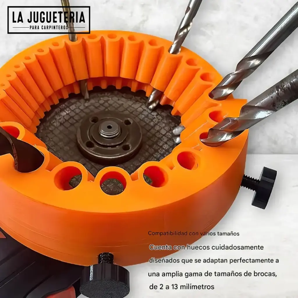 Afilador para Brocas Adaptable a Amoladora Angular – Soporte Circular 360° para Diámetros de 2 a 13 mm